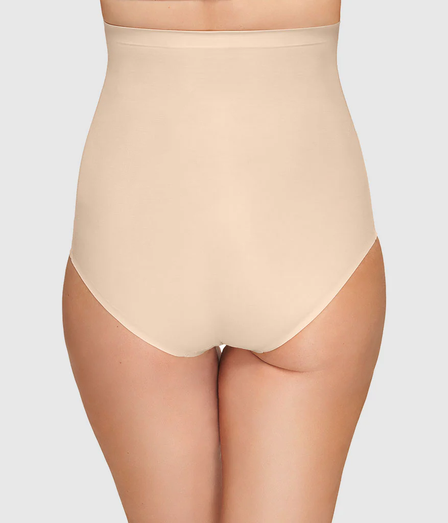 Beyond Naked Cotton Blend Shaping Hi-Waist Brief: Sand - Image 3