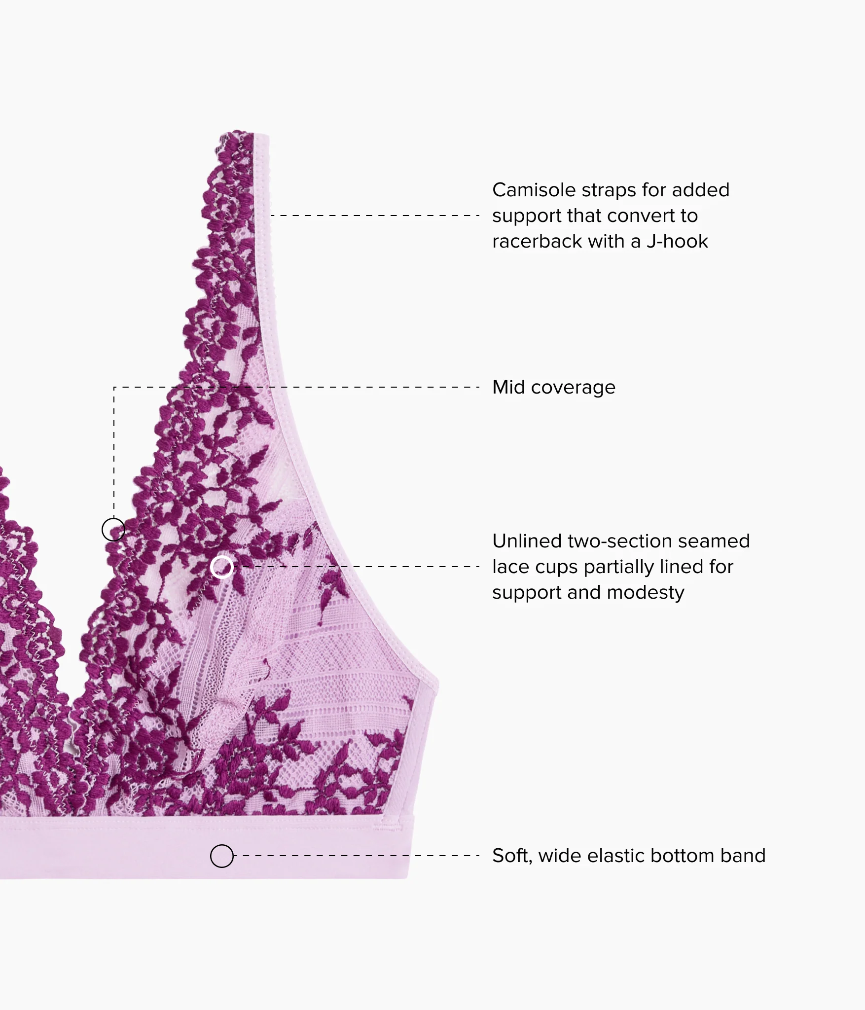 Embrace Lace® Wire Free Bralette: Lavender Sage/Dark Purple - Image 5