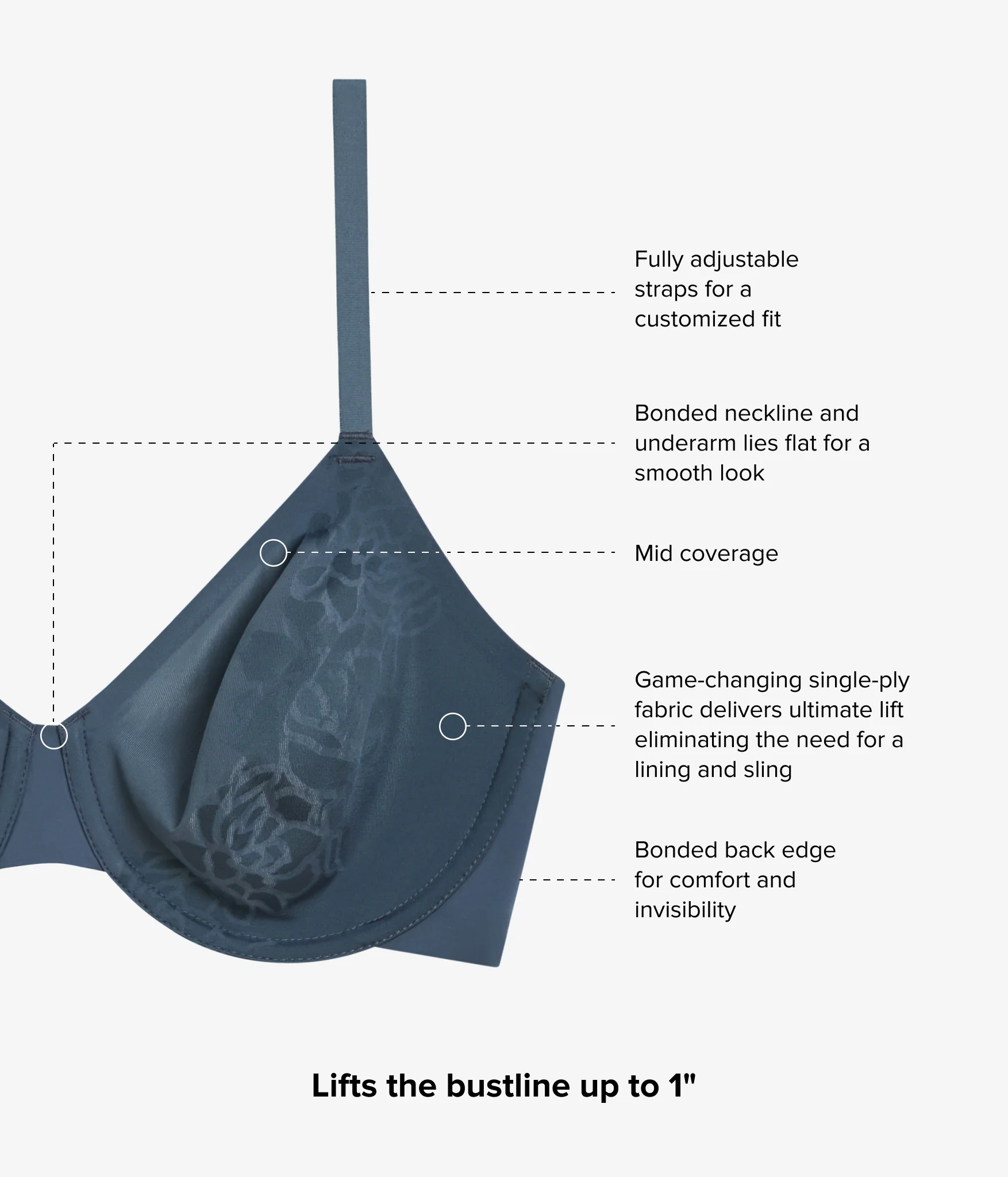 Confidence Boost™ Underwire Bra: Dark Slate - Image 5