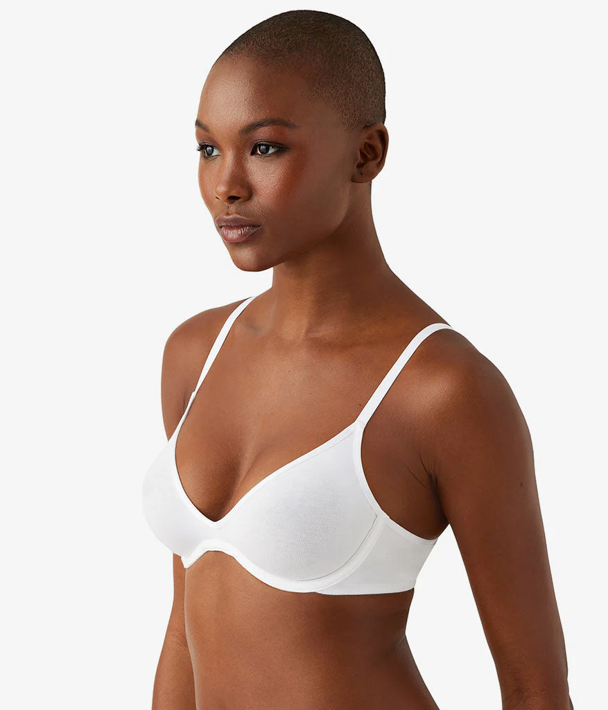 Cotton To A Tee Scoop Underwire Bra: White - Image 2