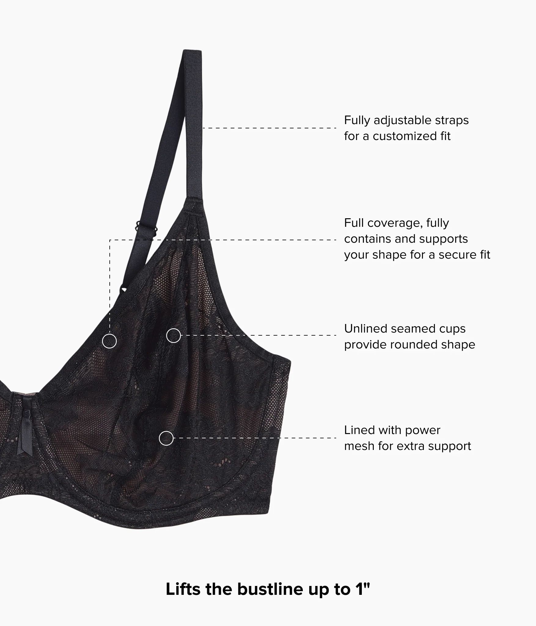 Full Bloom Underwire Bra: Black - Image 5