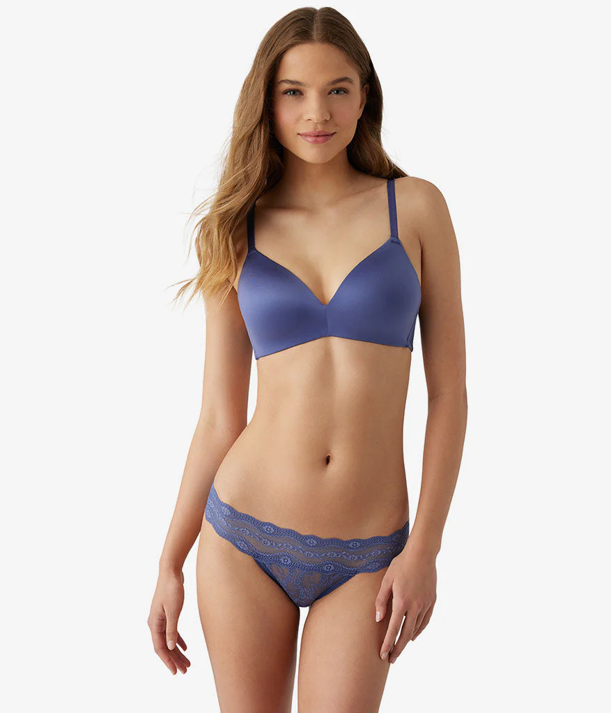 Future Foundation Wire Free T-Shirt Bra with Lace: Indigo Blue - Image 4
