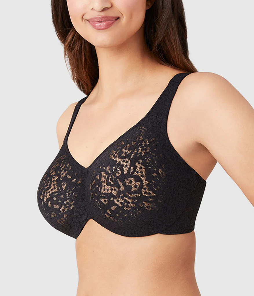 Halo Lace Full Figure Underwire Bra: Black - Image 2