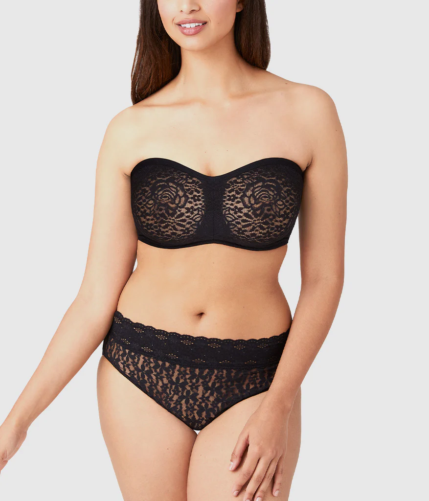 Halo Lace Strapless Underwire Bra: Black - Image 4