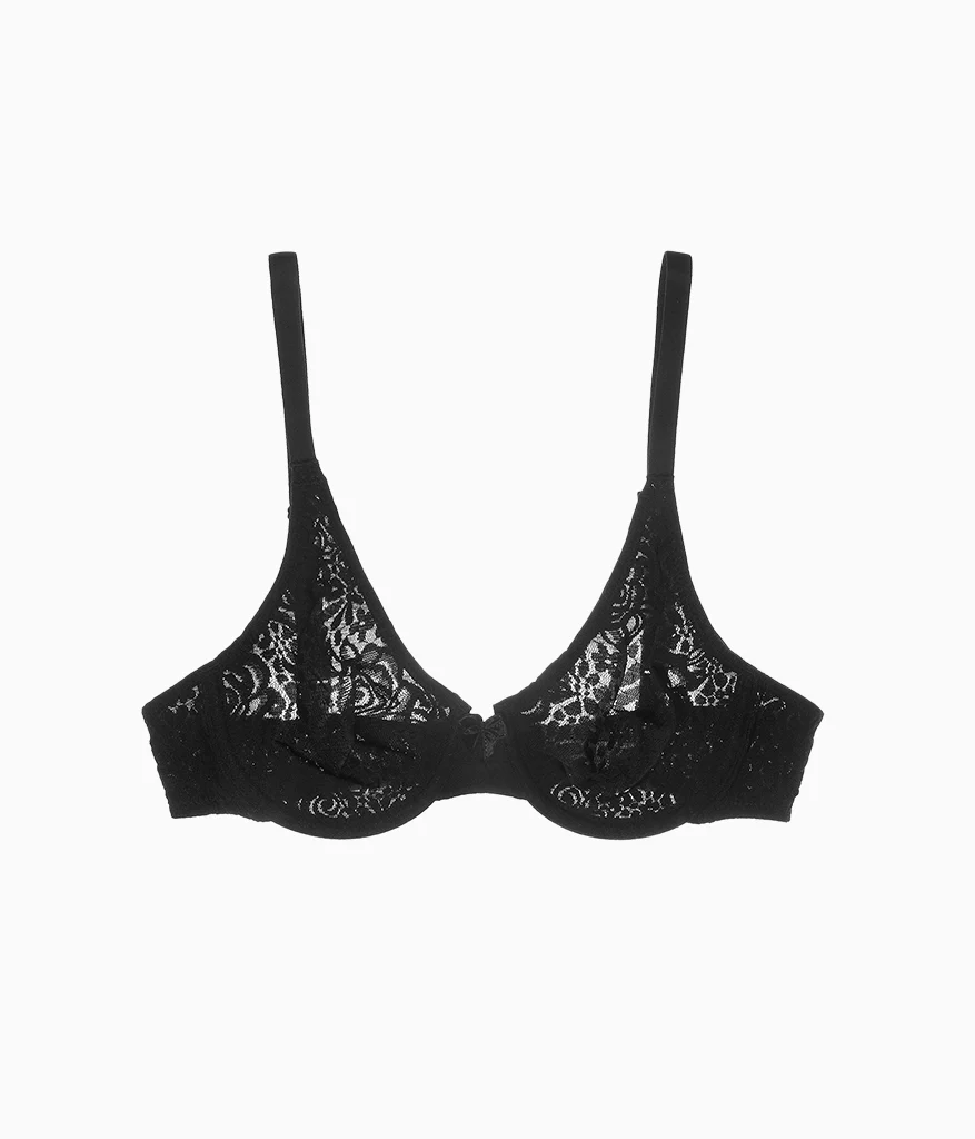 Halo Lace Underwire Bra: Black - Image 4