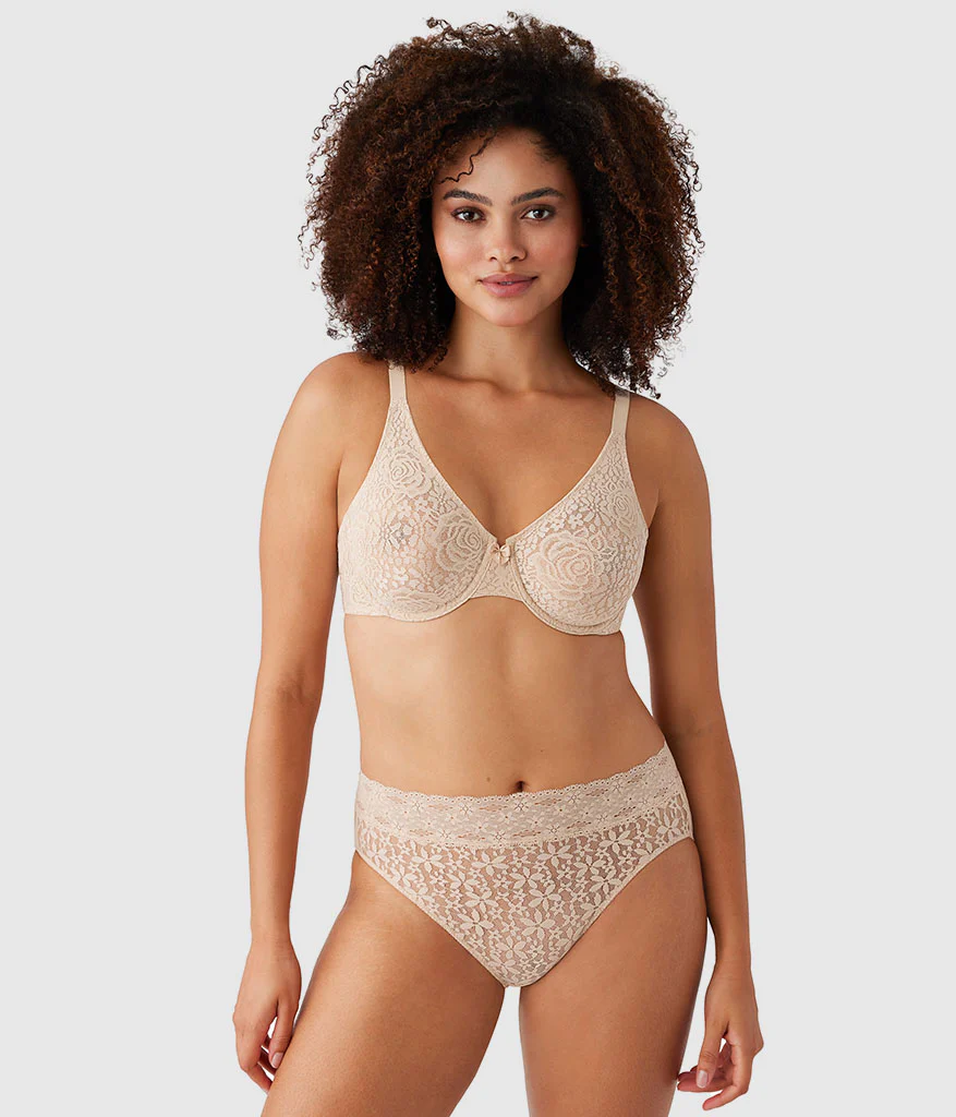 Halo Lace Underwire Bra: Sand - Image 4