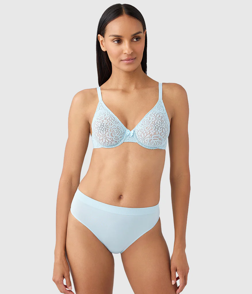 Halo Lace Underwire Bra: Soft Sky - Image 5