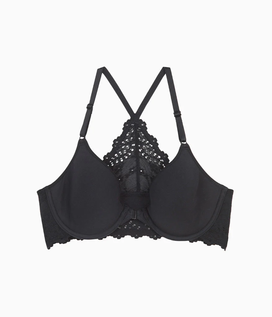 Inspired Eyelet Front Close T-Shirt Bra: Night - Image 5