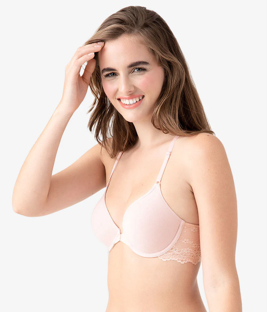 Inspired Eyelet Front Close T-Shirt Bra: Rose Smoke - Image 2