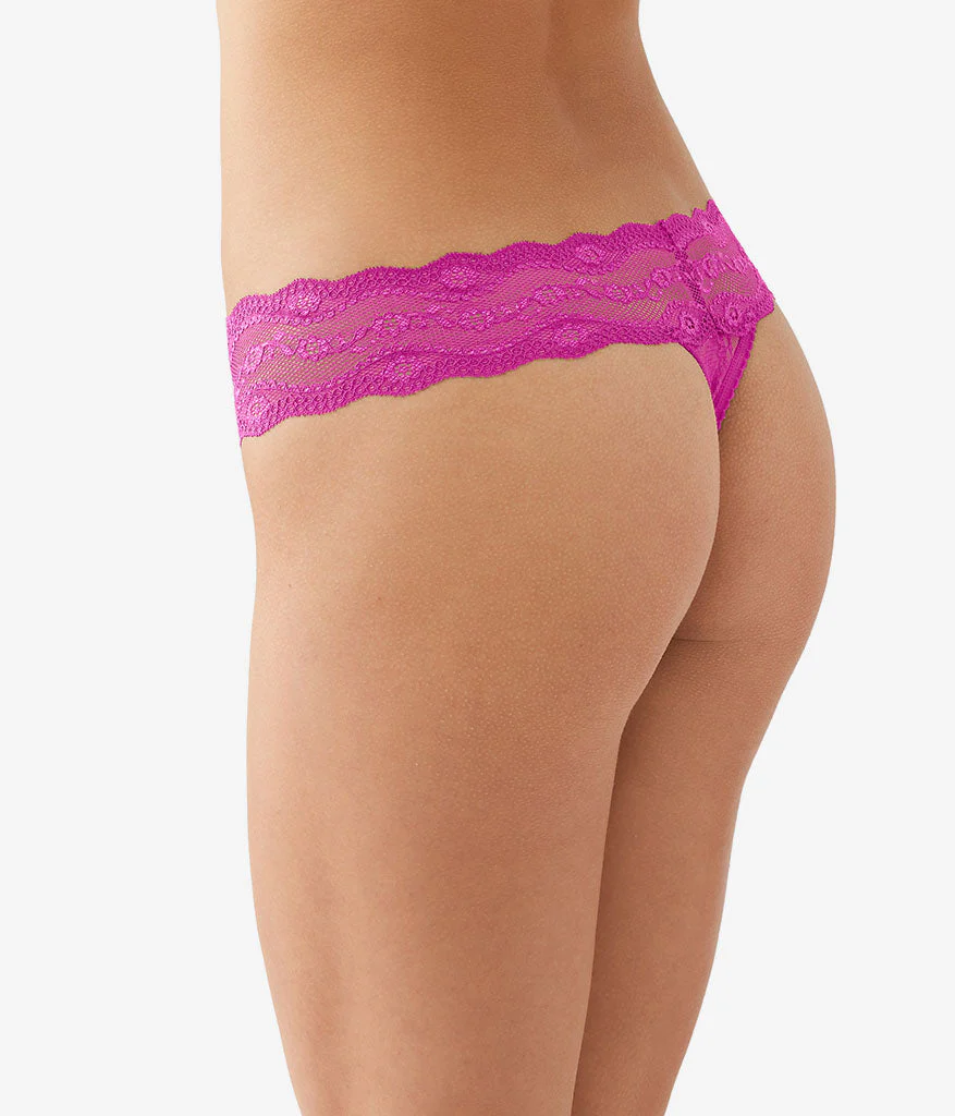 Lace Kiss Thong: Fuchsia Red - Image 3