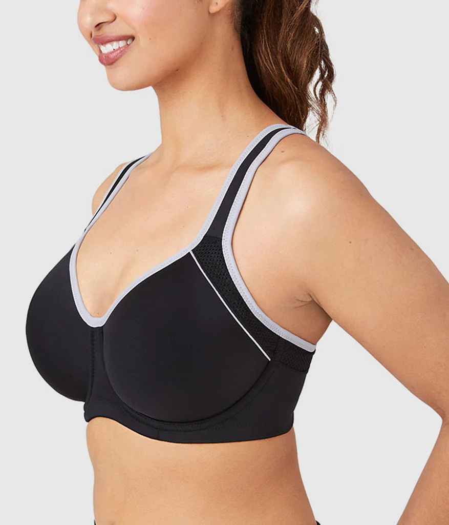 Lindsey Sport Contour Underwire Bra: Black/Lilac Gray - Image 3