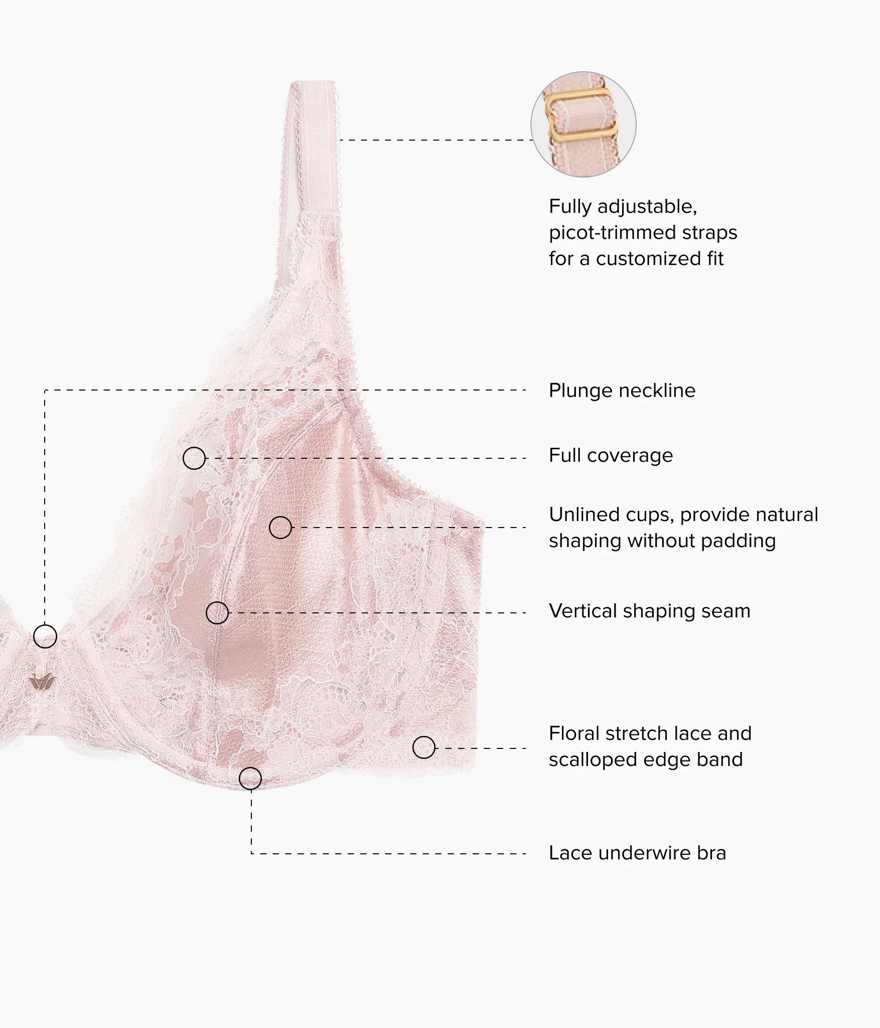 Modern Affair Plunge Underwire Bra: Rose Dust/Angel Wing - Image 5