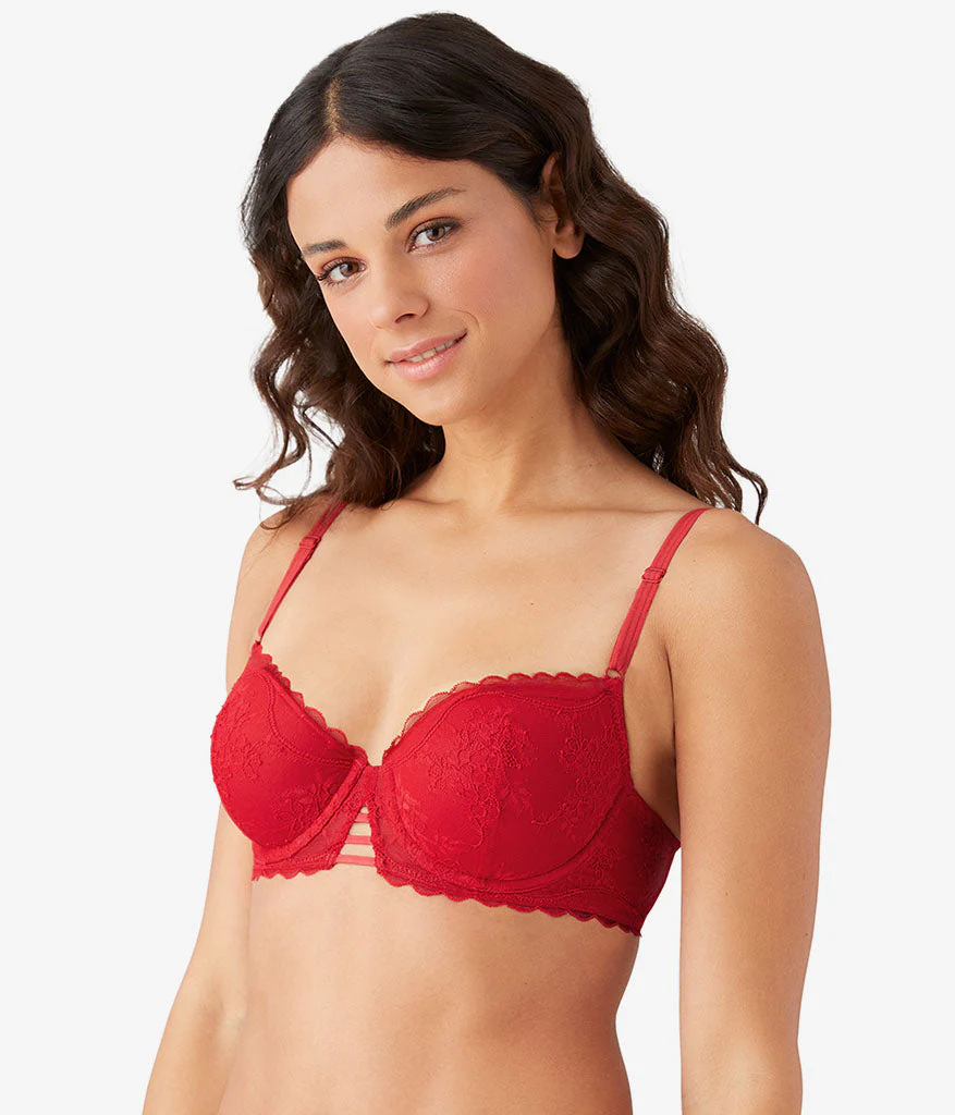 No Strings Attached Contour Bra: Crimson Red - Image 2
