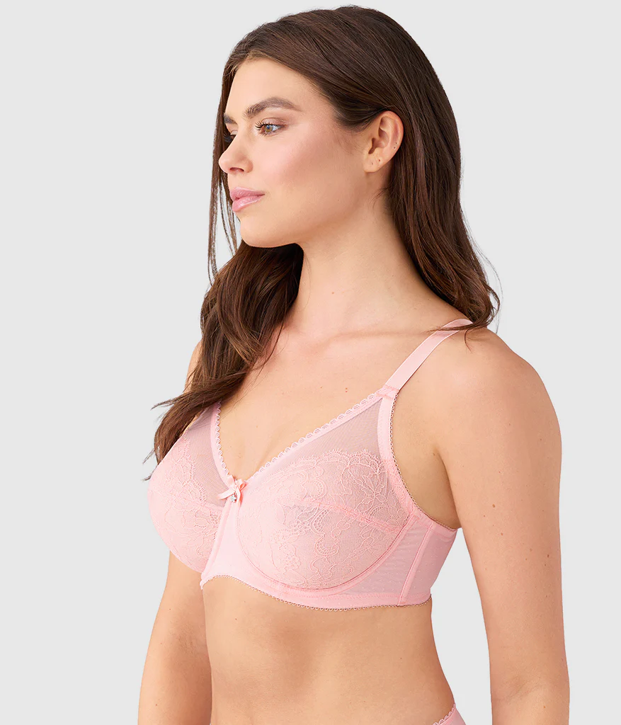 Retro Chic Full Figure Underwire Bra: Apricot Blush - Image 2