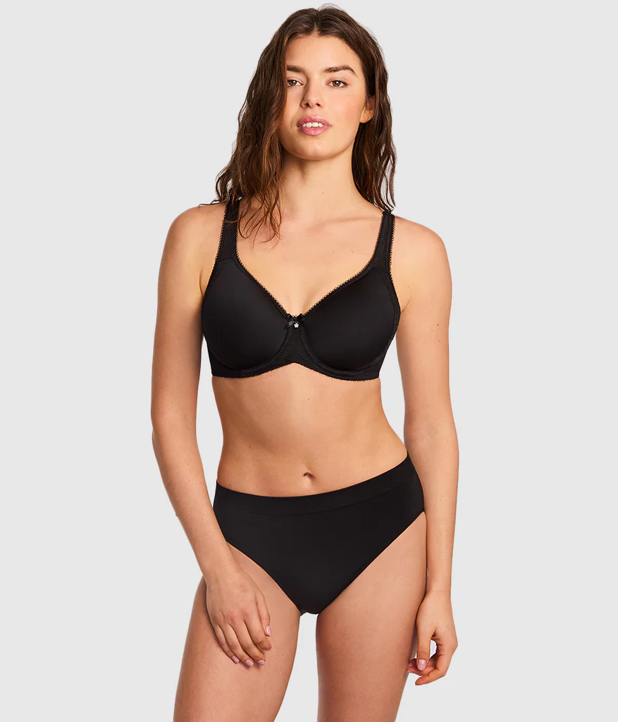 Retro Chic Underwire T-Shirt Bra: Black - Image 4