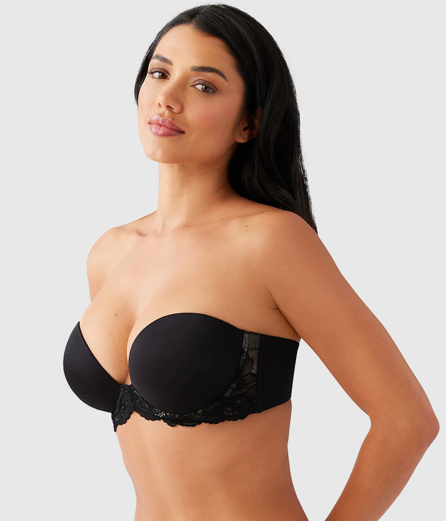 Self Assured Push Up Strapless Bra: Black - Image 3