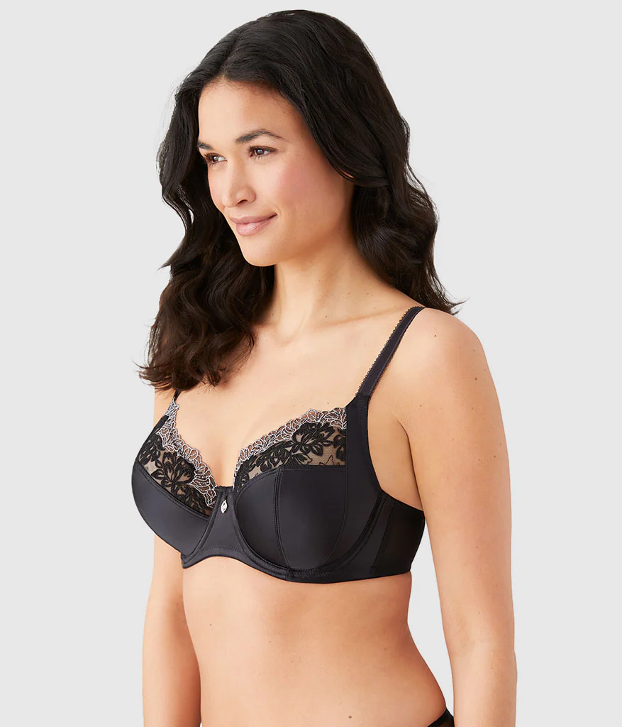 Side Note Underwire Bra: Black - Image 3