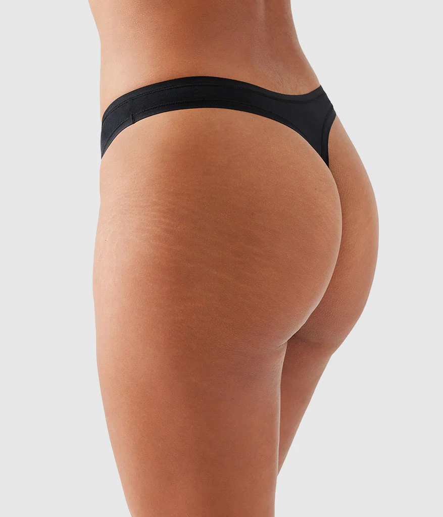 Understated Cotton Thong: Black - Image 2