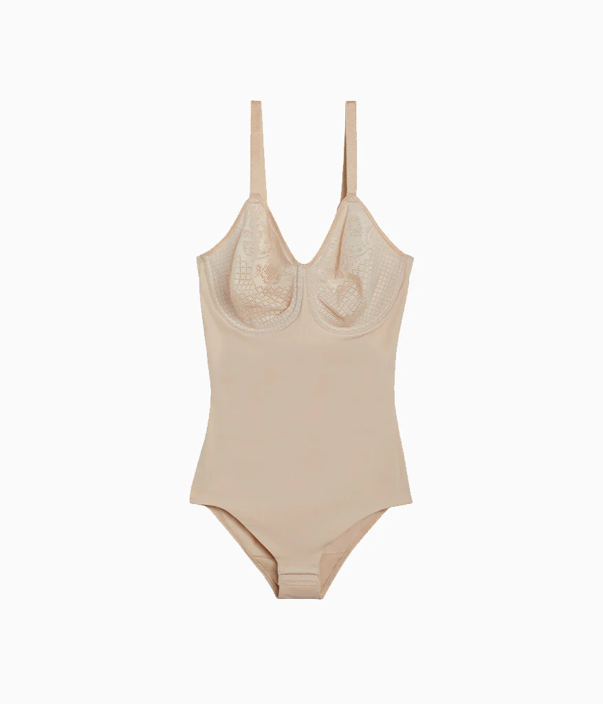 Visual Effects Body Briefer with Minimizer Bra: Sand - Image 4